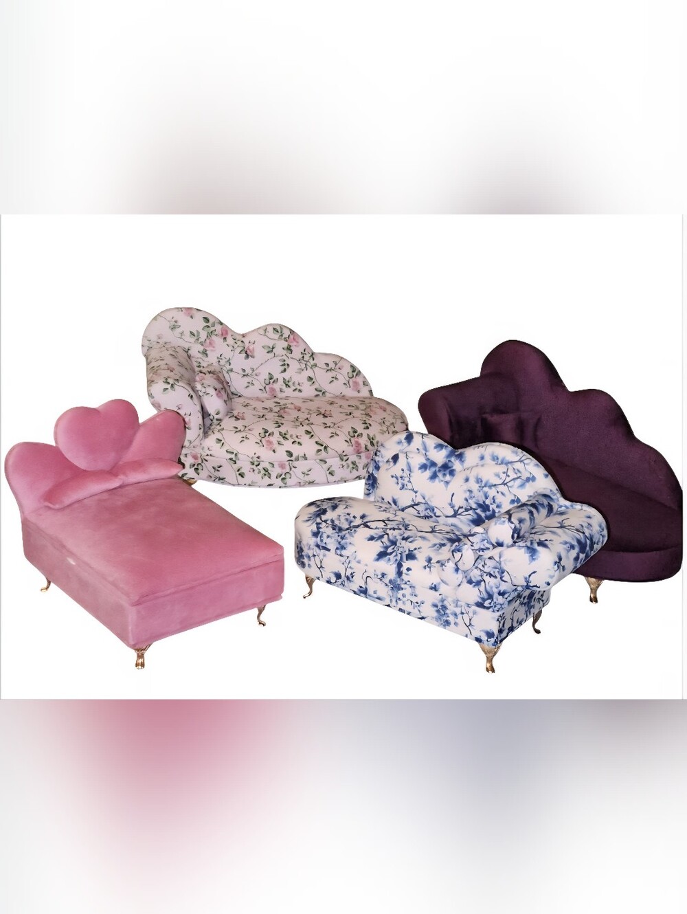 Jewelry Miniature Sofa Boxes With Mirror &Gold Legs Holder